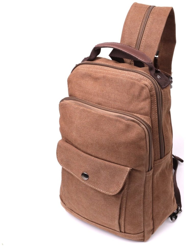 Сумка рюкзак текстильний коричневого кольору та відділення для планшета Vintage Style 90970 modnotak фото №1