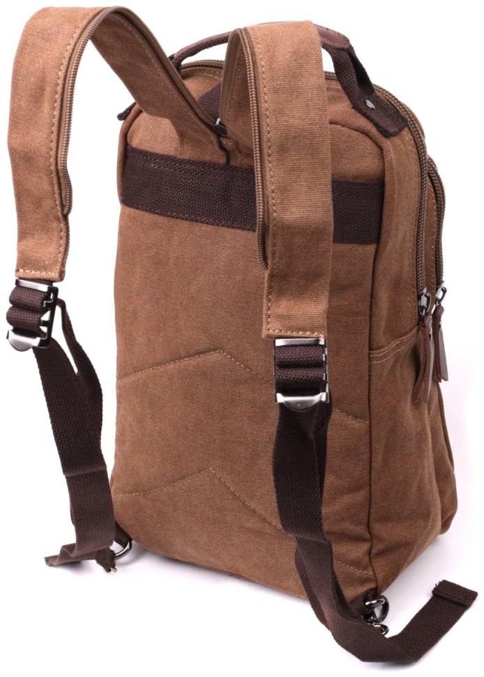 Сумка рюкзак текстильний коричневого кольору та відділення для планшета Vintage Style 90970 modnotak фото №2