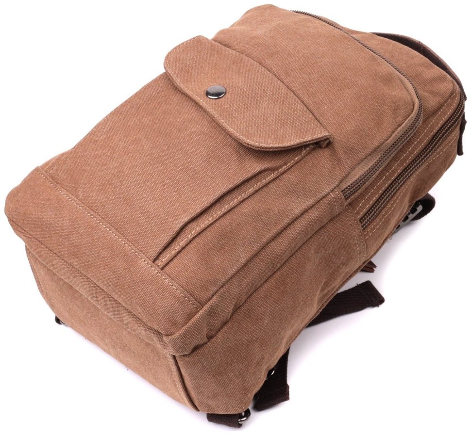 Сумка рюкзак текстильний коричневого кольору та відділення для планшета Vintage Style 90970 modnotak фото №3