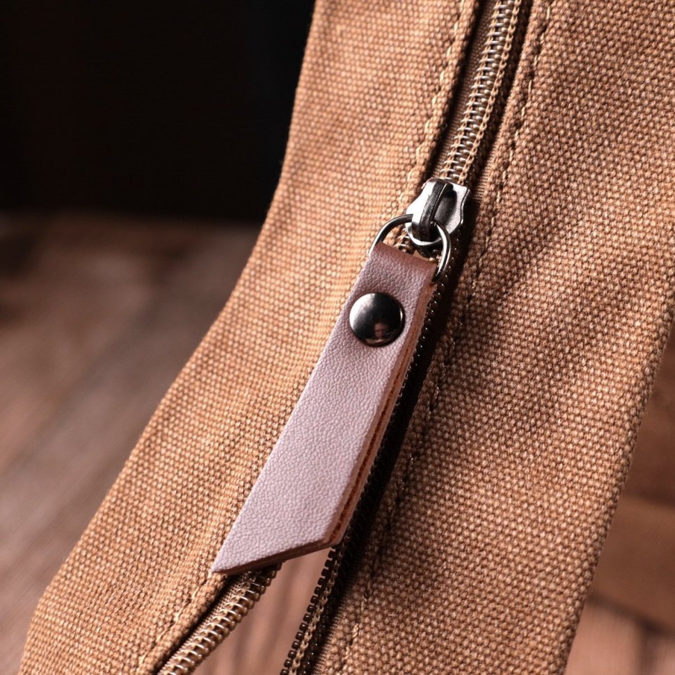 Сумка рюкзак текстильний коричневого кольору та відділення для планшета Vintage Style 90970 modnotak фото №9