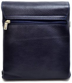 Мужская плечевая сумка из фактурной кожи синего цвета DESISAN 81070