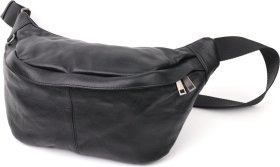 Чорна сумка-бананка з натуральної шкіри гладкого типу Vintage (20831)