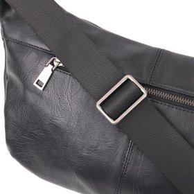 Черная сумка-бананка из натуральной кожи гладкого типа Vintage (20831)