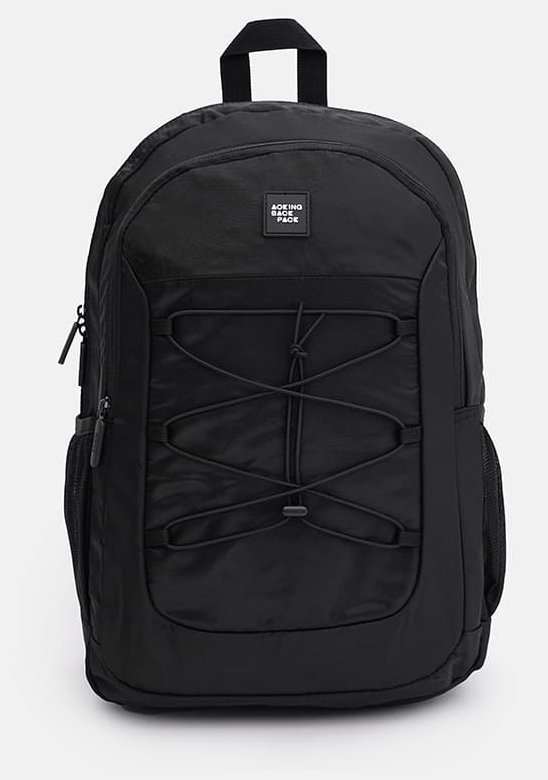 Качественный мужской рюкзак из полиэстера черного цвета Aoking 71570