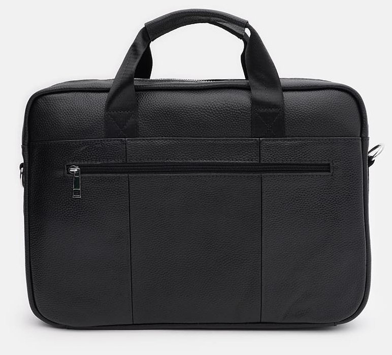 Чоловіча шкіряна сумка під ноутбук та документи у чорному кольорі Keizer 71670