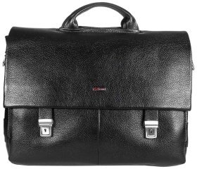 Діловий чоловічий портфель із натуральної шкіри чорного кольору Desisan 81770