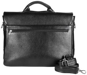 Діловий чоловічий портфель із натуральної шкіри чорного кольору Desisan 81770