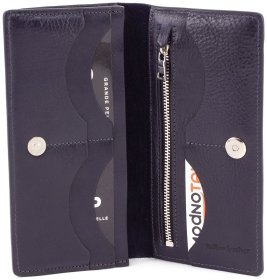 Великий купюрник з синьої шкіри Grande Pelle (13210)
