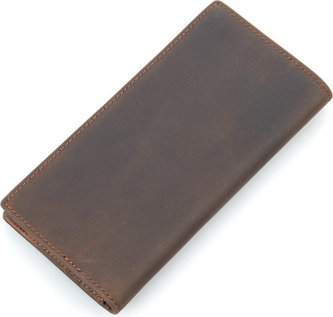 Шкіряний чоловічий купюрник коричневого кольору з дизайнерським малюнком Vintage (14384)