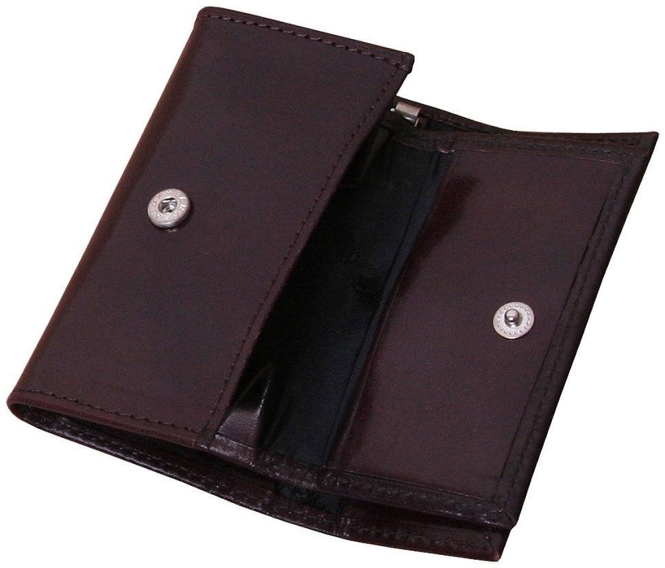 Коричневая кожаная ключница Newport с фиксацией на кнопку Vip Collection 102570 modnotak фото №3