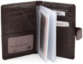 Коричневая обложка для документов с тиснением на коже KARYA (438-57)