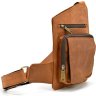 Тонкая мужская сумка-кобура из винтажной кожи рыжего цвета TARWA (19684) - 11