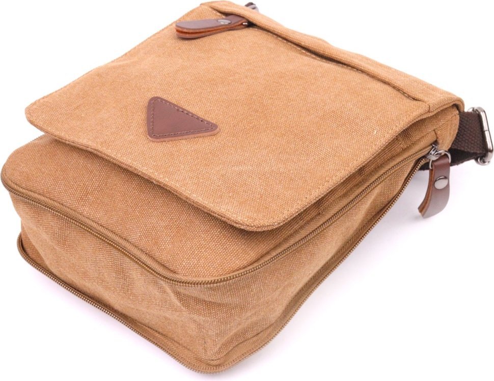 Функціональна чоловіча сумка-планшет із текстилю в рудому кольорі Vintage (2421268)