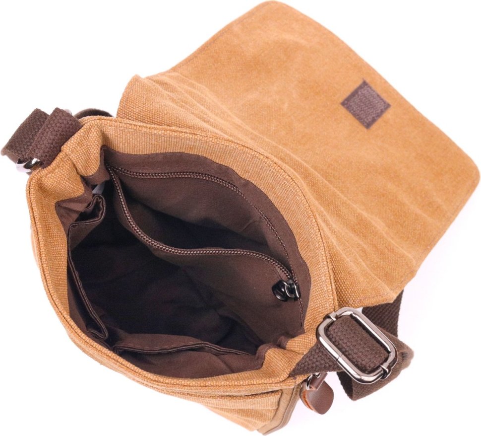Функціональна чоловіча сумка-планшет із текстилю в рудому кольорі Vintage (2421268)