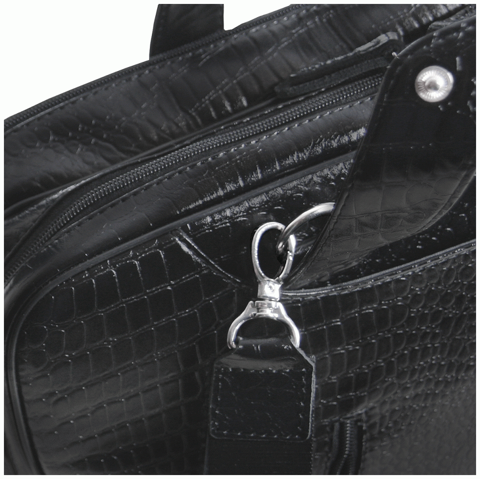 Кожаная сумка для ноутбука 15.6″ черного цвета Vip Collection 102670 (КРОКО) modnotak фото №9