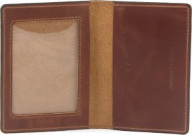 Светло-коричневая кожаная обложка для военного билета с рисунком карты Украины - Grande Pelle (21953)