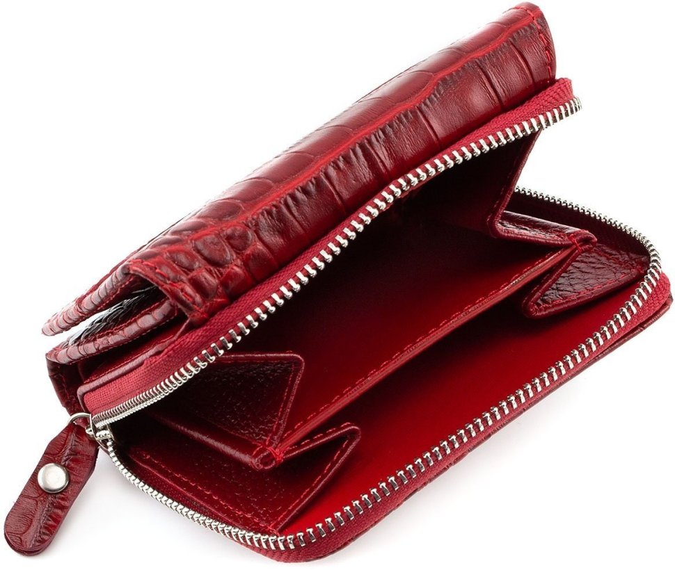 Маленький червоний гаманець з фактурою під рептилію Tony Bellucci (10539)