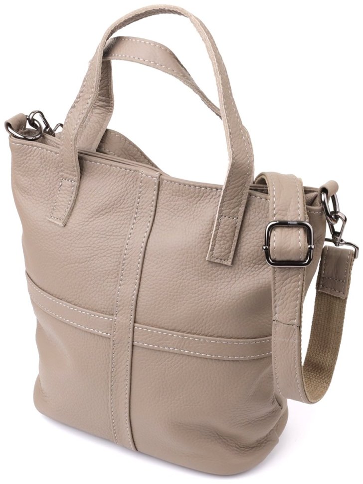 Женская сумка из кожи флотар с ручками Vintage 103170 серого цвета modnotak фото №1