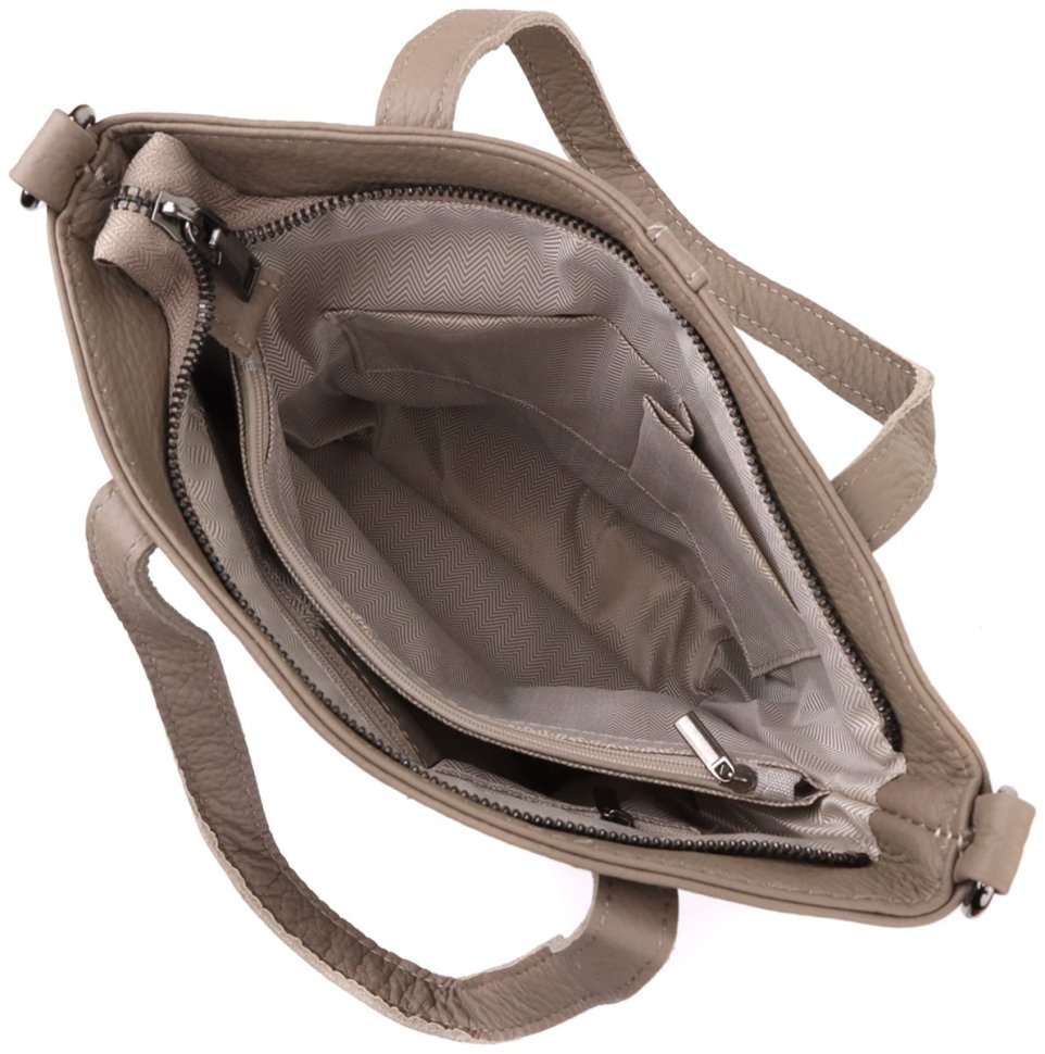 Женская сумка из кожи флотар с ручками Vintage 103170 серого цвета modnotak фото №5