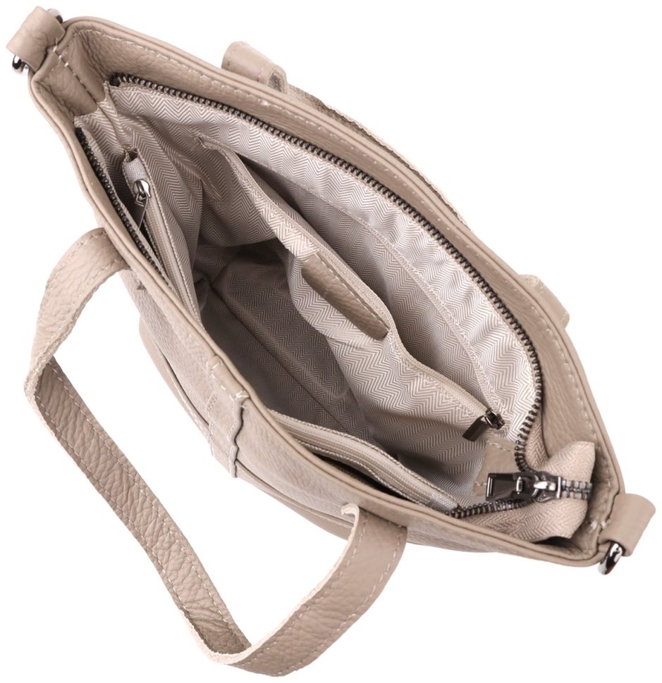 Женская сумка из кожи флотар с ручками Vintage 103170 серого цвета modnotak фото №6