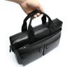 Чоловіча чорна сумка з якісної шкіри під ноутбук та документи Keizer (21925) - 7
