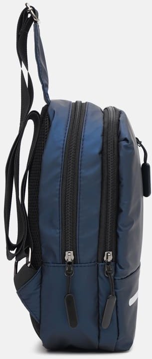 Синій чоловічий рюкзак-слінг із текстилю на два відділення Monsen (22128)