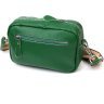 Современная женская сумка на плечо из натуральной кожи зеленого цвета Vintage (2422120) - 2