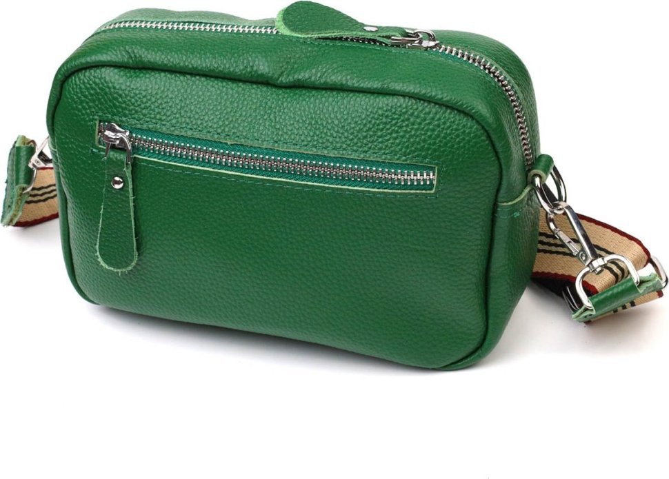 Сучасна жіноча сумка на плече із натуральної шкіри зеленого кольору Vintage (2422120)