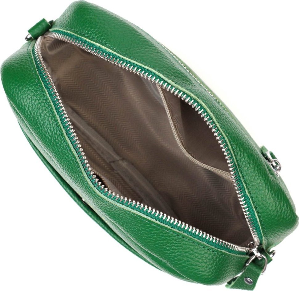 Сучасна жіноча сумка на плече із натуральної шкіри зеленого кольору Vintage (2422120)