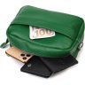 Современная женская сумка на плечо из натуральной кожи зеленого цвета Vintage (2422120) - 6