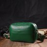 Современная женская сумка на плечо из натуральной кожи зеленого цвета Vintage (2422120) - 7