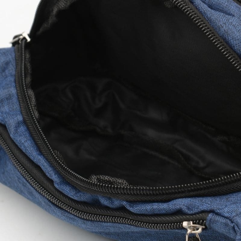 Недорогая поясная сумка-бананка из текстиля синего цвета Monsen (22120)