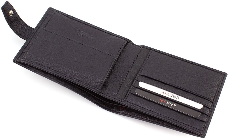 Чоловічий подарунковий набір із натуральної шкіри чорного кольору (ремінь, портмоне, ключниця) KARYA (19853)