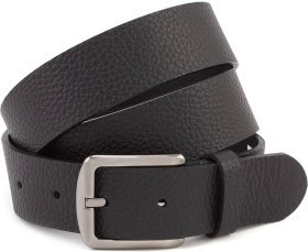 Чоловічий подарунковий набір із натуральної шкіри чорного кольору (ремінь, портмоне, ключниця) KARYA (19853)