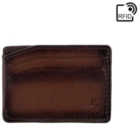 Мужской картхолдер из натуральной фактурной кожи Visconti 93770 коричневого цвета
