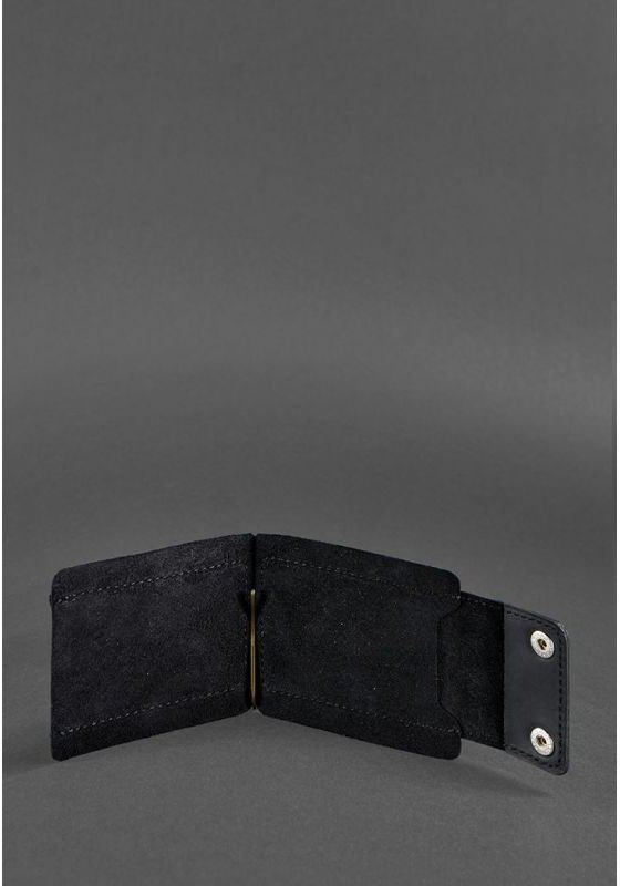 Кожаный зажим для купюр ручной работы в черном цвете BlankNote (12584)