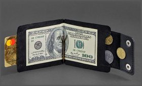 Шкіряний затиск для купюр ручної роботи в чорному кольорі BlankNote (12584)