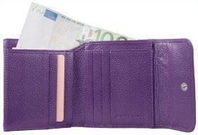 Надійний жіночий гаманець із натуральної фактурної шкіри фіолетового кольору Smith & Canova Haxey 93870 (на кнопці)