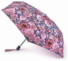 Мини-зонт женский Fulton L501 Tiny-2 Powder Rose (механика, складной, розового цвета с цветочным принтом) 93970