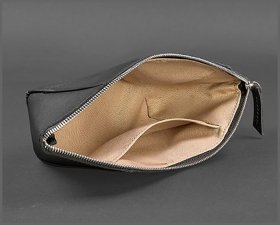 Женская черная кожаная косметичка Краст