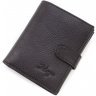 Мужское портмоне из натуральной кожи черного цвета с фиксацией на кнопку KARYA (19995) - 1