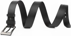 Мужской брючный ремень из натуральной кожи черного цвета с затемненной пряжкой Vintage 2420317