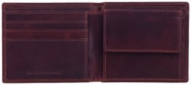 Чоловічий гаманець з гладкої шкіри без застібки з монетницею Smith & Canova 94070 коричневого кольору