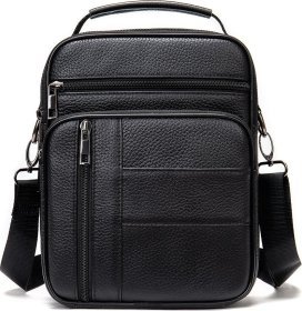 Шкіряна чоловіча сумка-барсетка класичного типу в чорному кольорі Vintage (20347)