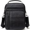 Шкіряна чоловіча сумка-барсетка класичного типу в чорному кольорі Vintage (20347) - 1