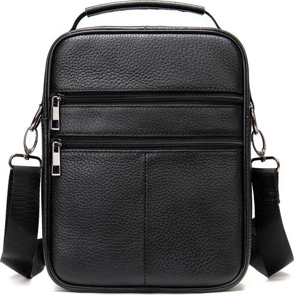 Кожаная мужская сумка-барсетка классического типа в черном цвете Vintage (20347)