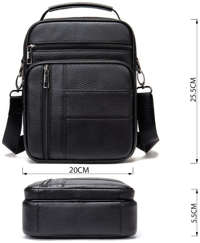 Кожаная мужская сумка-барсетка классического типа в черном цвете Vintage (20347)