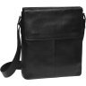 Повсякденна чоловіча сумка на плече із чорної шкіри з клапаном Borsa Leather (21920) - 1