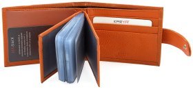 Оранжевая визитница из фактурной кожи на кнопке KARYA (054-031)