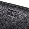 Великий жіночий гаманець із натуральної зернистої шкіри чорного кольору на блискавці BOND (2422053) - 3